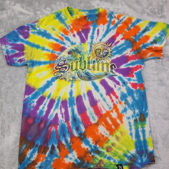 420 By Sublime Tie Dye Shirt Size Medium Long‎ Beach Short Sleeve Graphic Tee - Picture 1 of 7